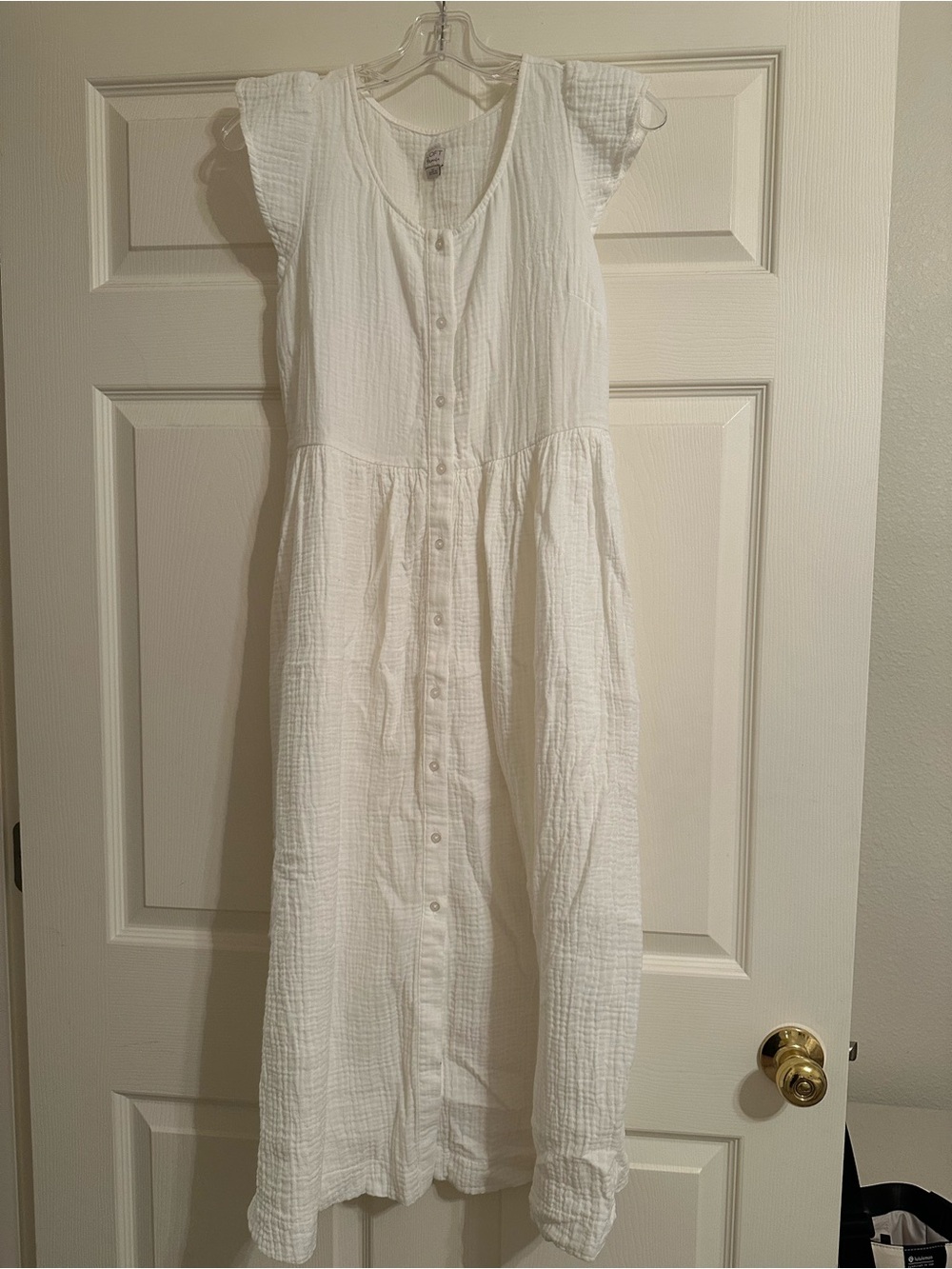 White Button-Front Women’s Cotton Dress